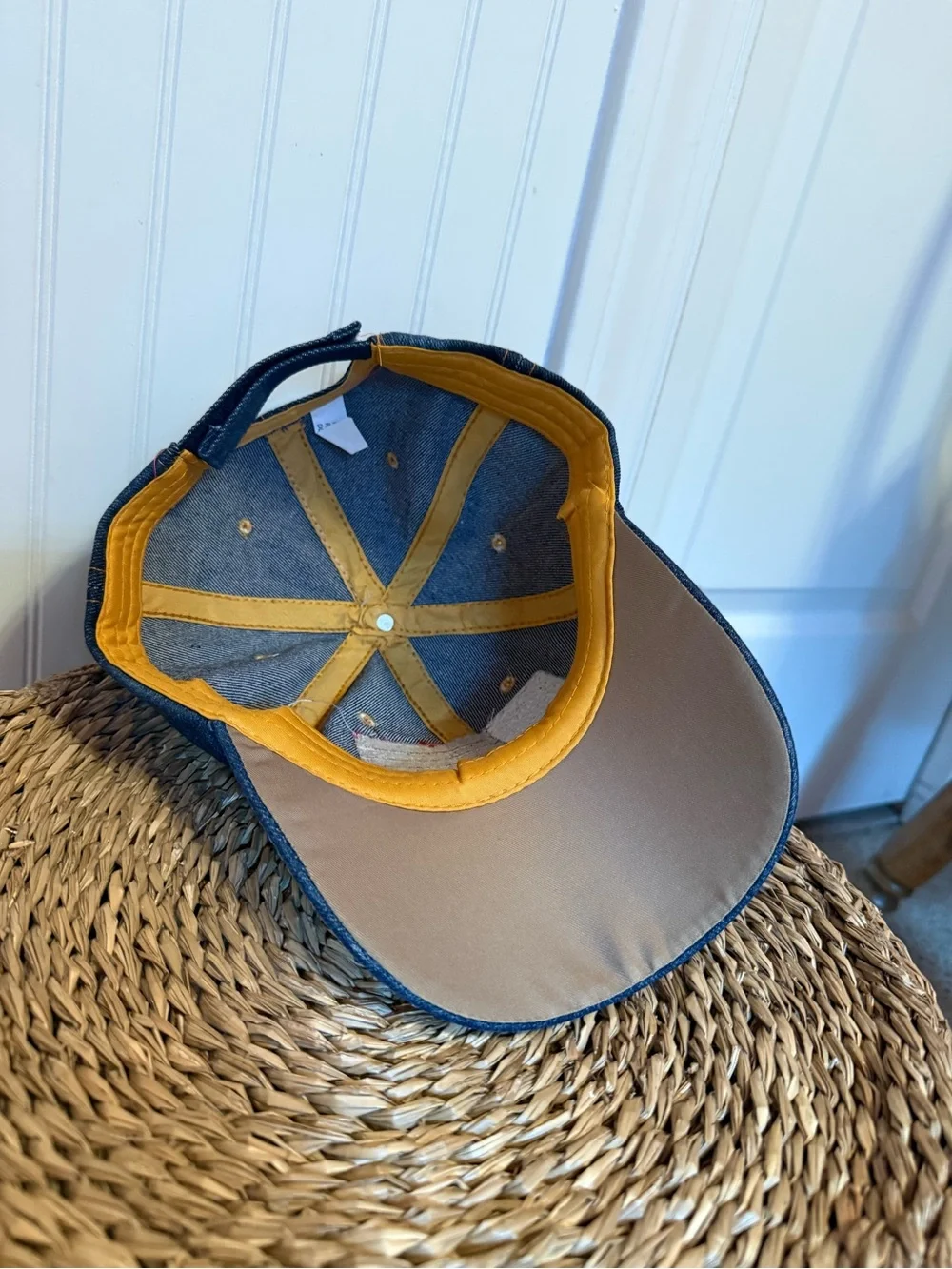 Denim Baseball Cap with Rhinestone American Flag - NWOT